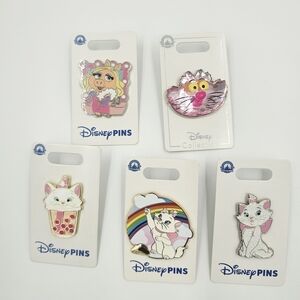Disney Pin Set Marie Aristocats Cheshire Cat Alice Miss Piggy Enamel Pins
